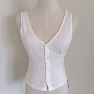 COMMENSE | Ribbed White Tank | Size: Medium